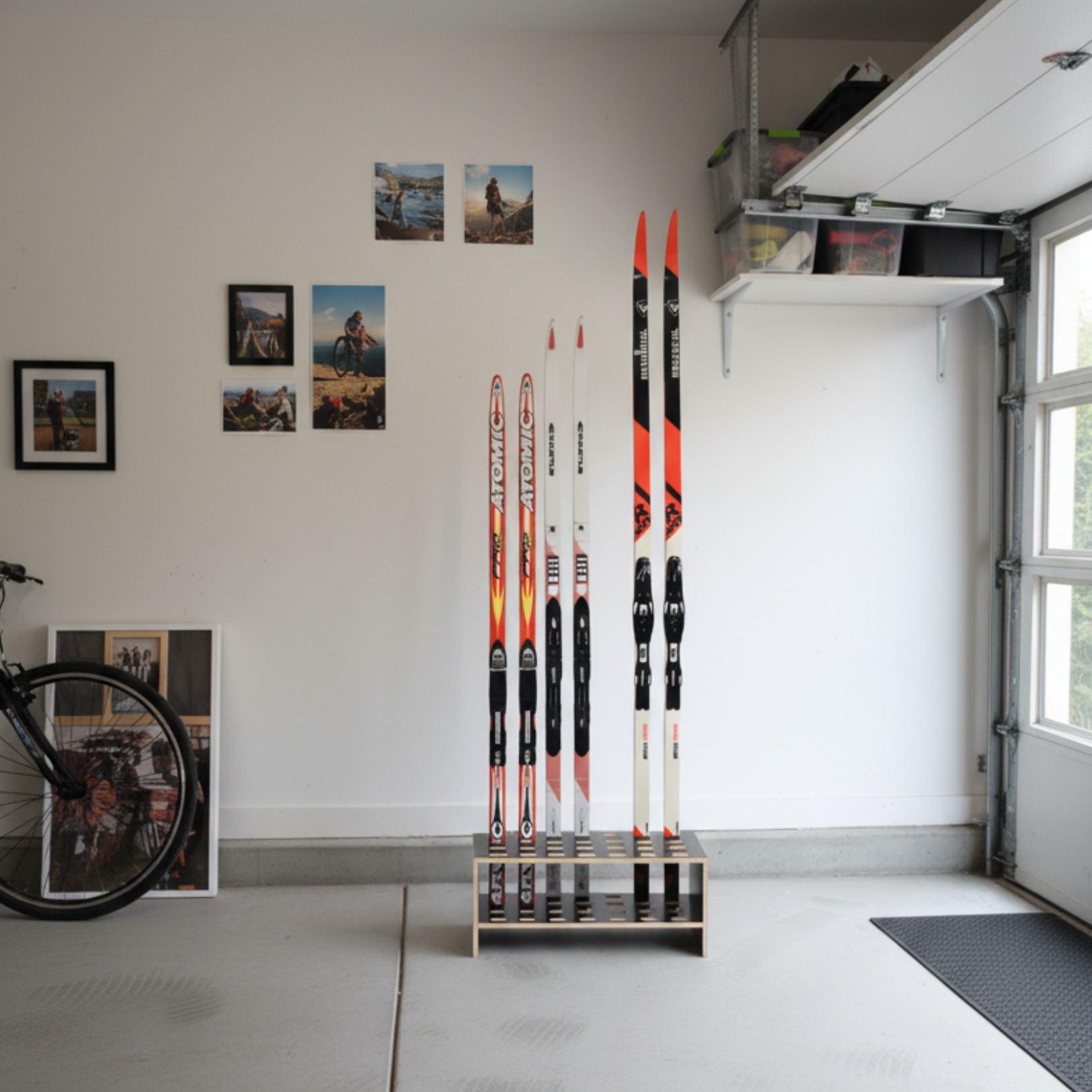 cross country pole rack Combined wooden stand for alpine, crosscountry skis and poles Easily mount to any flat surface with supplied Torx deck screws PUSHrack Pole Mount