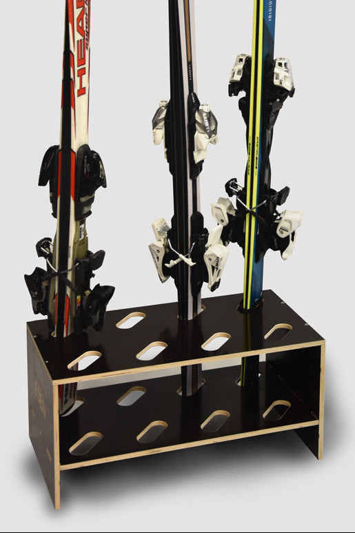 Wooden ski stand – 8 pairs, 61 × 33 cm