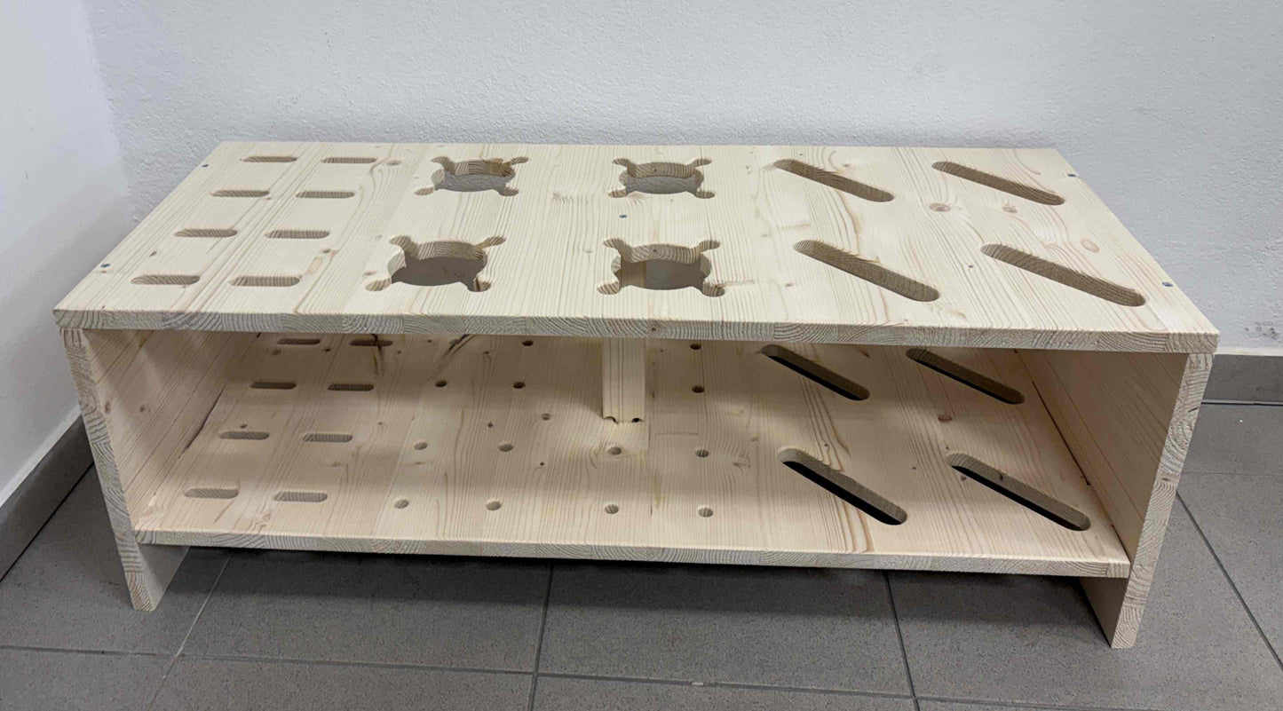 Kombinirani drveni stalak za alpske i langlauf skije te štapove - Prirodna