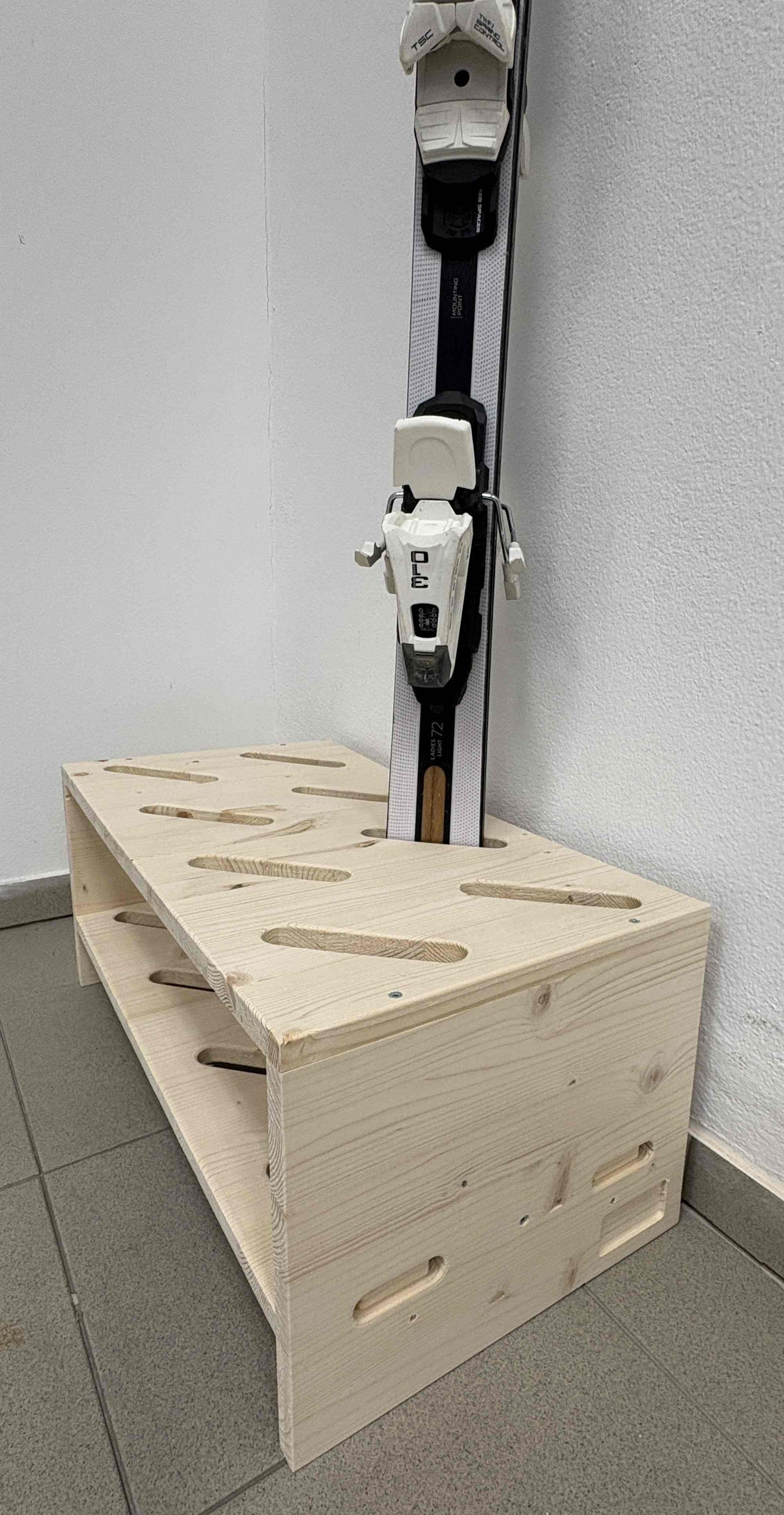 Drveni stalak za skije - 8 pari, 61 × 33 cm - Prirodna